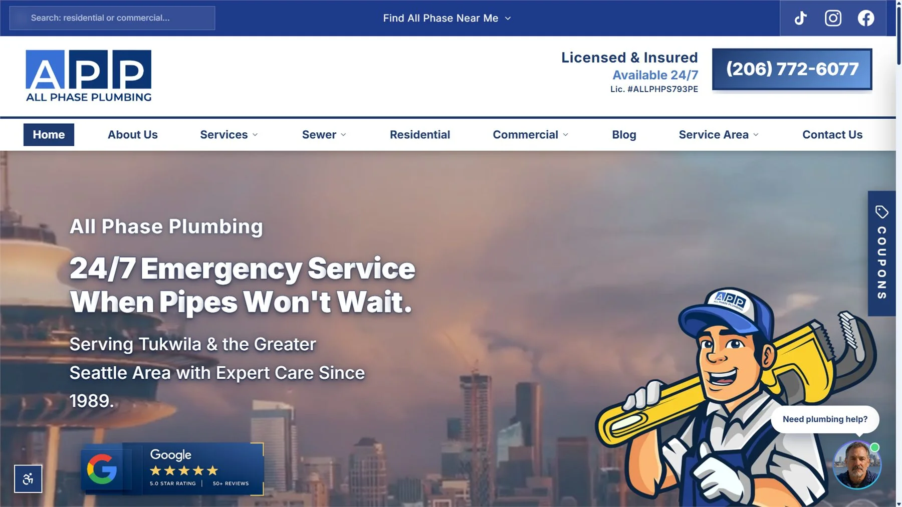 All Phase Plumbing website screenshot
